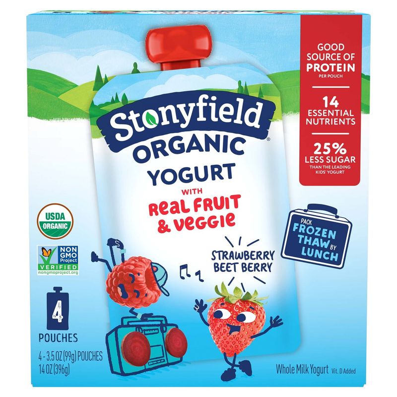 Stonyfield Organic Strawberry Beet Berry Whole Milk Yogurt, 3.5 oz, 4 count