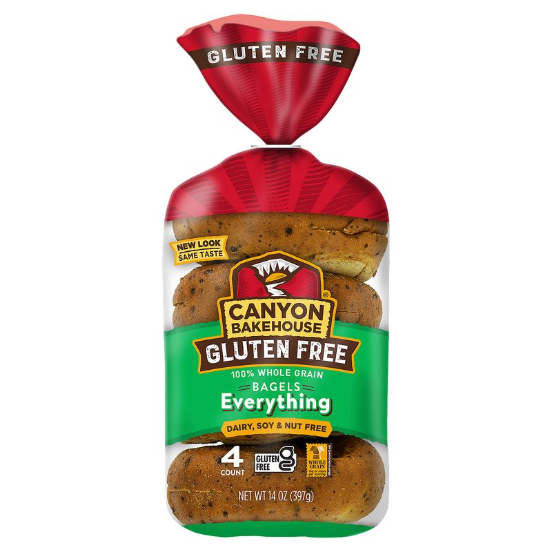 Canyon Bakehouse Gluten Free Everything 100% Whole Grain Bagels, 4 count, 14 oz