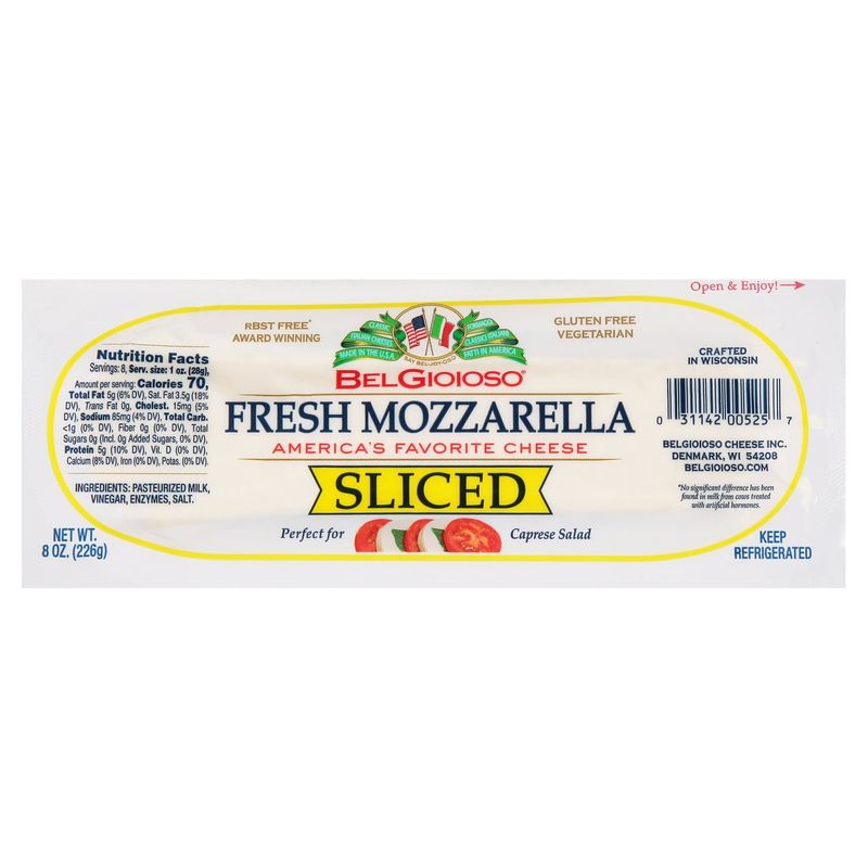BelGioioso Fresh Mozzarella Sliced Cheese, 8 oz
