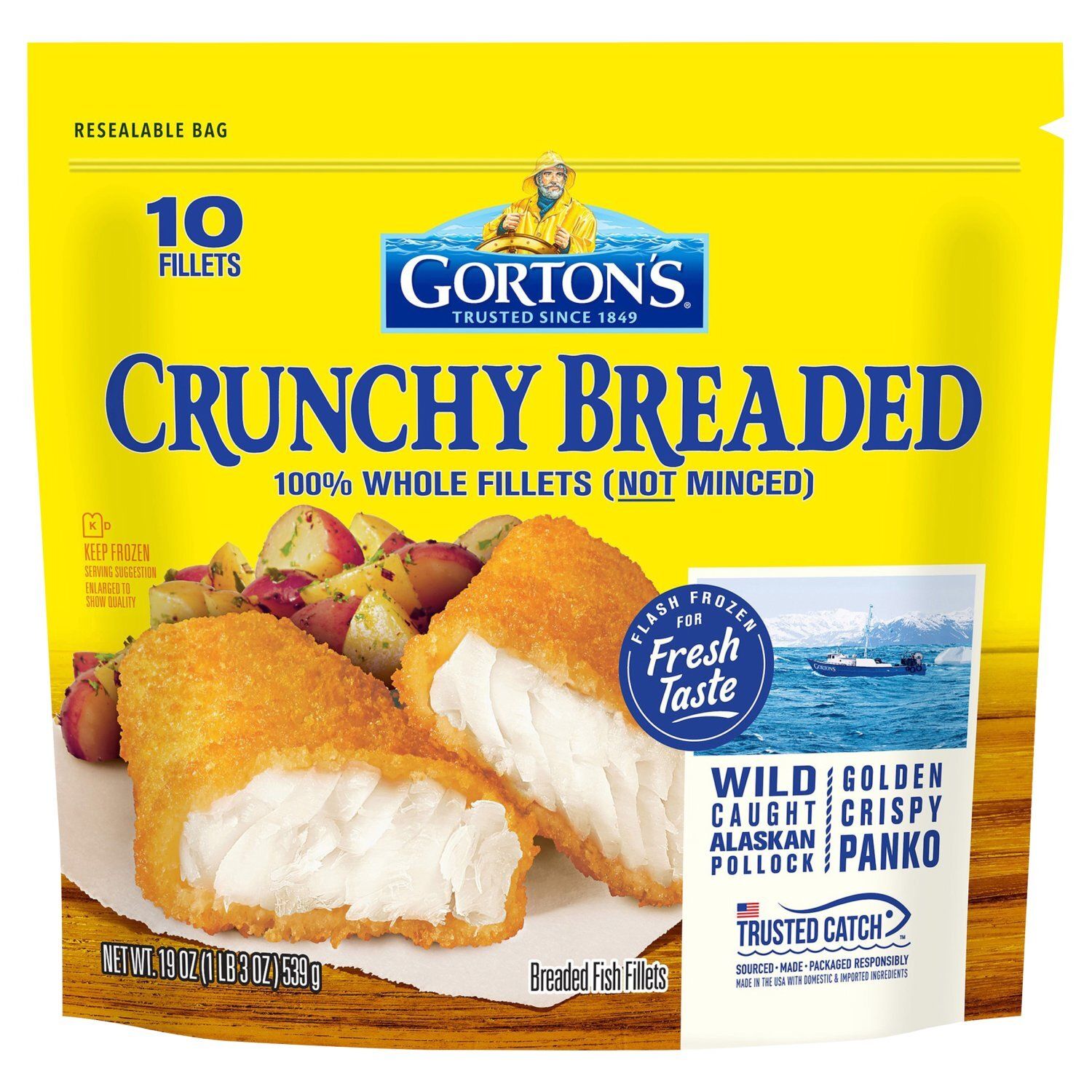 Gorton&#39;s Crunchy Breaded Fish Fillets, 10 count, 19 oz
