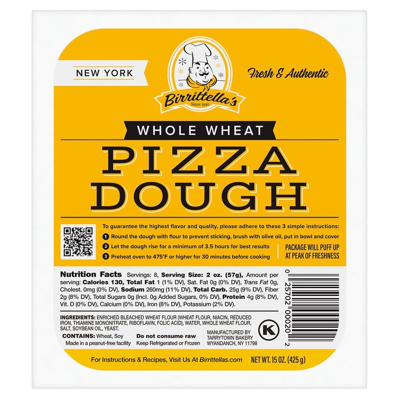 Birrittella&#39;s Whole Wheat Pizza Dough, 15 oz