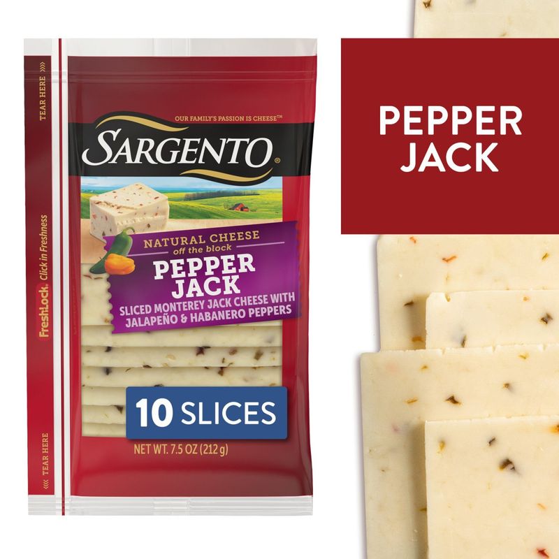 Sargento Sliced Pepper Jack Natural Cheese, 10 count, 7.5 oz
