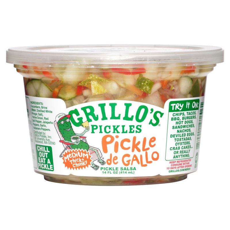 Grillo&#39;s Pickles Pickle de Gallo Medium Thick + Chunky Pickle Salsa, 14 fl oz
