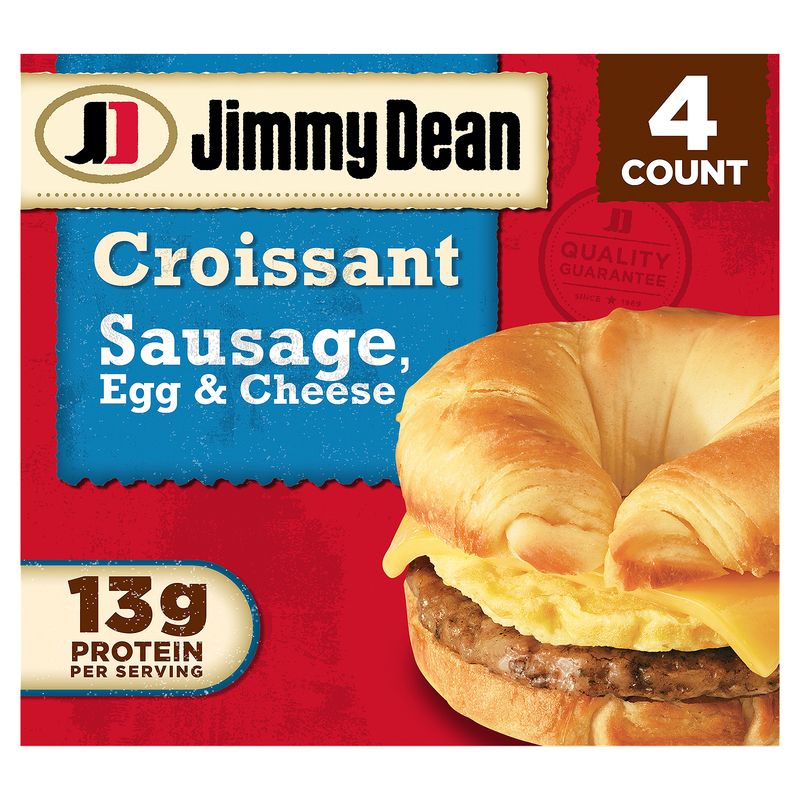 Jimmy Dean Croissant Breakfast Sandwiches with Sausage, Egg, and Cheese, Frozen, 4 Count