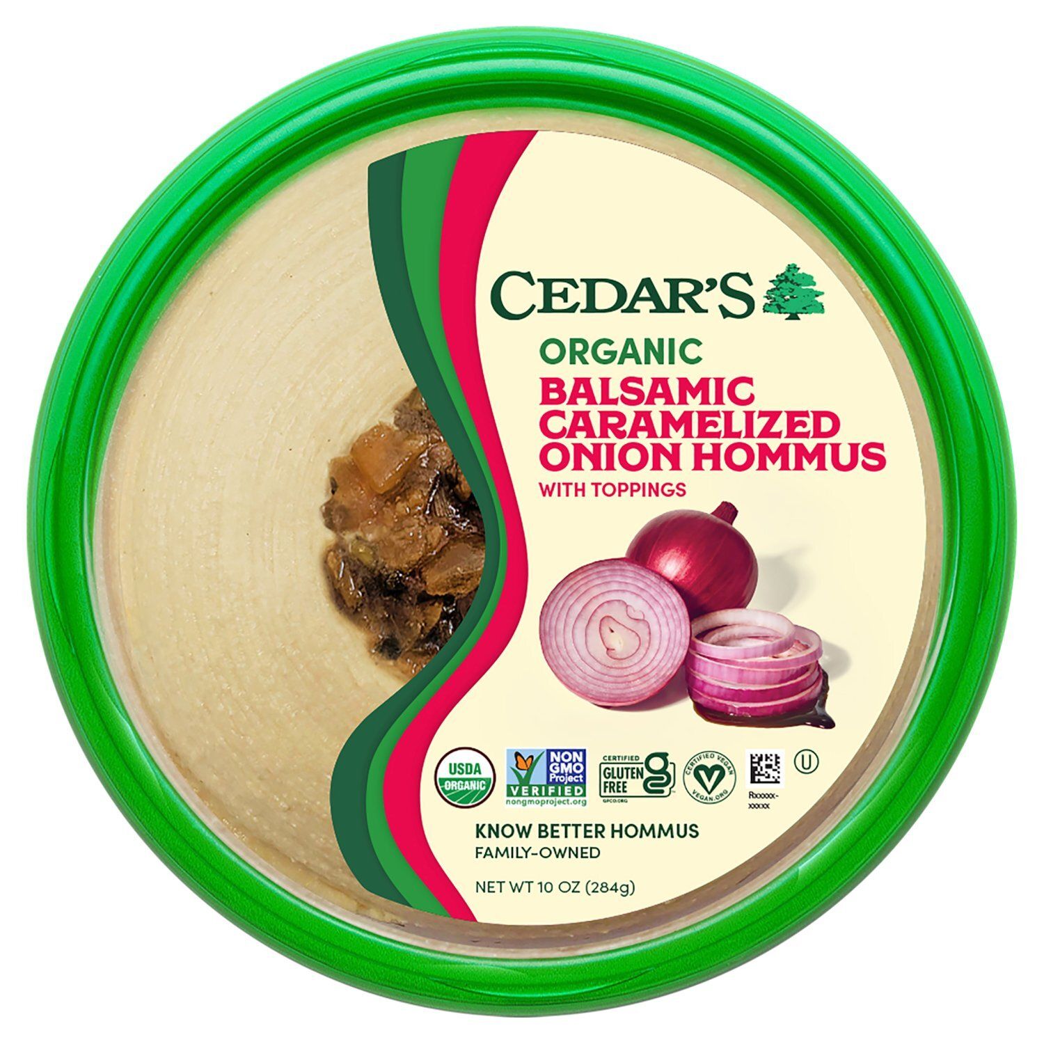 Cedar&#39;s Organic Balsamic Caramelized Onion Hommus with Toppings, 10 oz