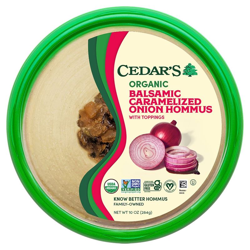 Cedar&#39;s Organic Balsamic Caramelized Onion Hommus with Toppings, 10 oz