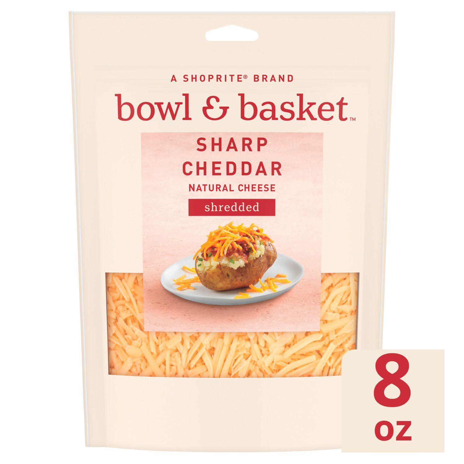 Bowl &amp; Basket Shredded Sharp Cheddar Natural Cheese, 8 oz