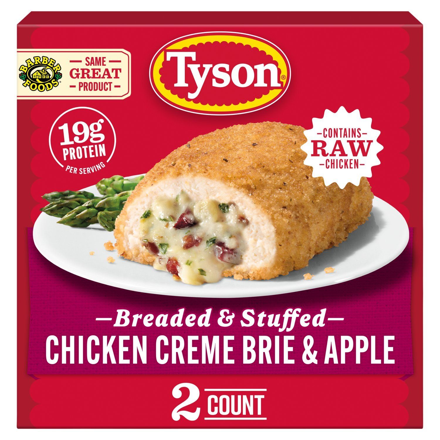 Tyson Breaded &amp; Stuffed Chicken Creme Brie &amp; Apple, 2 count, 10 oz