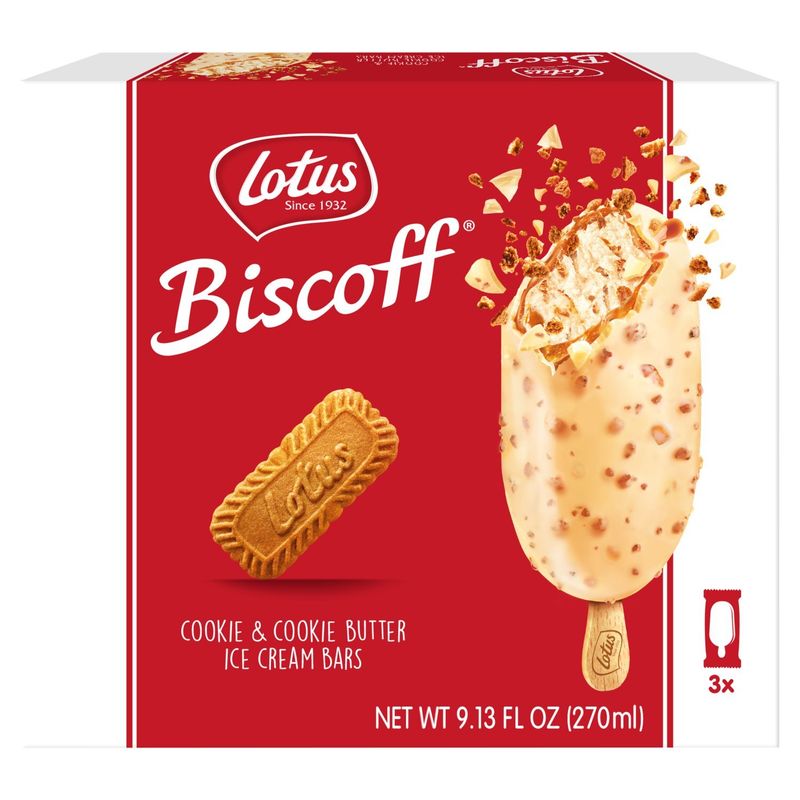 Lotus Biscoff Cookie &amp; Cookie Butter Ice Cream Bars, 3 count, 9.13 fl oz