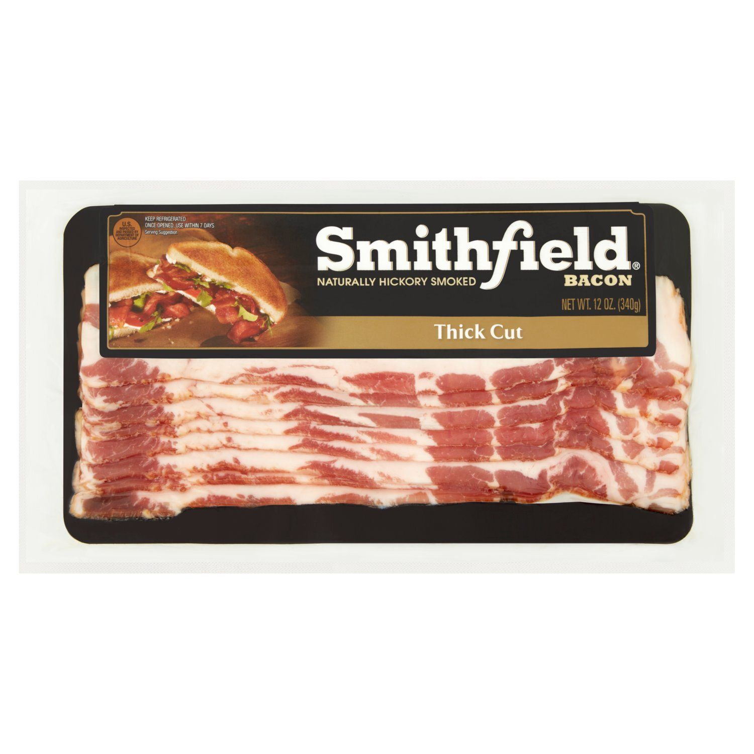 Smithfield Naturally Hickory Smoked Thick Cut Bacon, 12 oz