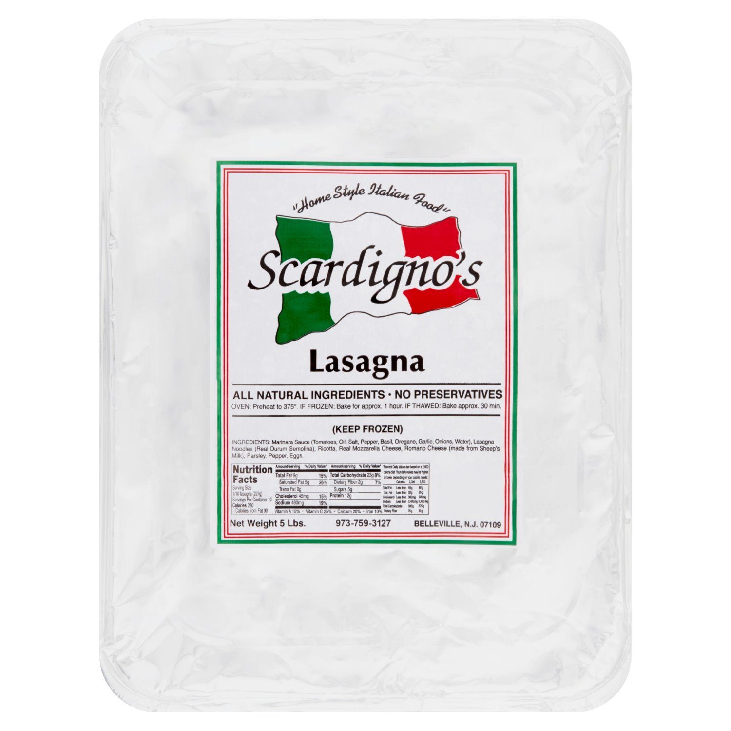 Scardigno&#39;s Lasagna, 5 lbs