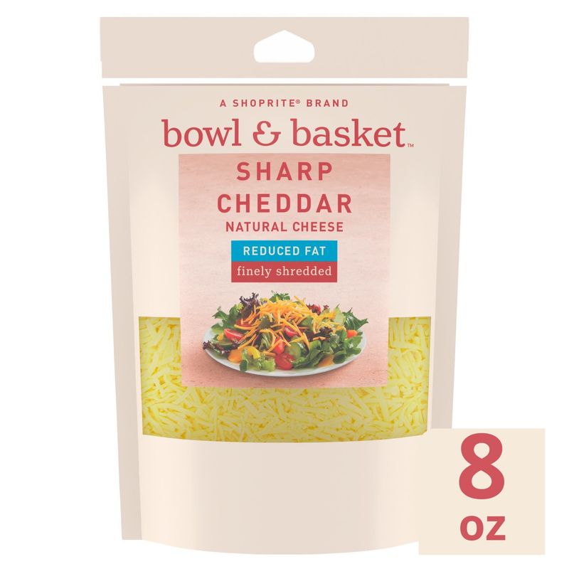 Bowl &amp; Basket Reduced Fat Finely Shredded Sharp Cheddar Natural Cheese, 8 oz