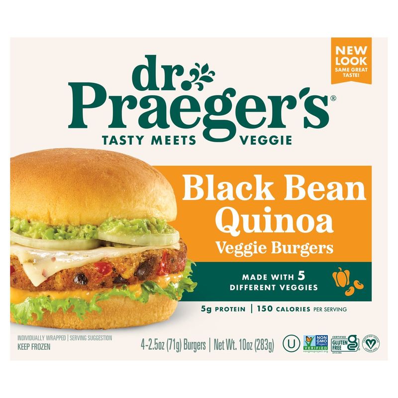 Dr. Praeger&#39;s Black Bean Quinoa Veggie Burgers, 2.5 oz, 4 count