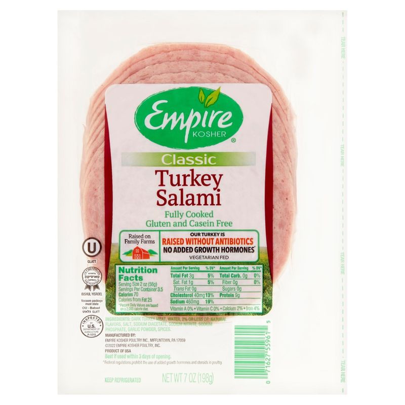 Empire Kosher Classic Turkey Salami, 7 oz