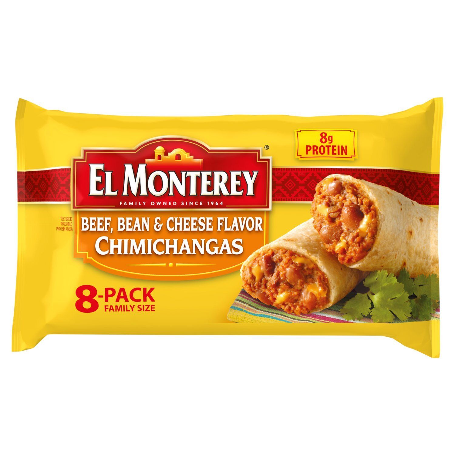 El Monterey Beef, Bean &amp; Cheese Flavor Chimichangas Family Size, 8 count, 30.4 oz