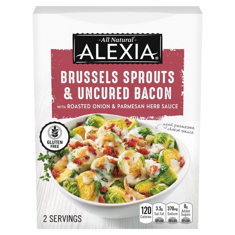 Alexia Brussels Sprouts &amp; Uncured Bacon with Roasted Onion &amp; Parmesan Herb Sauce, 9 oz