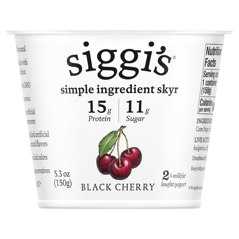 Siggi&#39;s Black Cherry 2% Milkfat Lowfat Yogurt, 5.3 oz