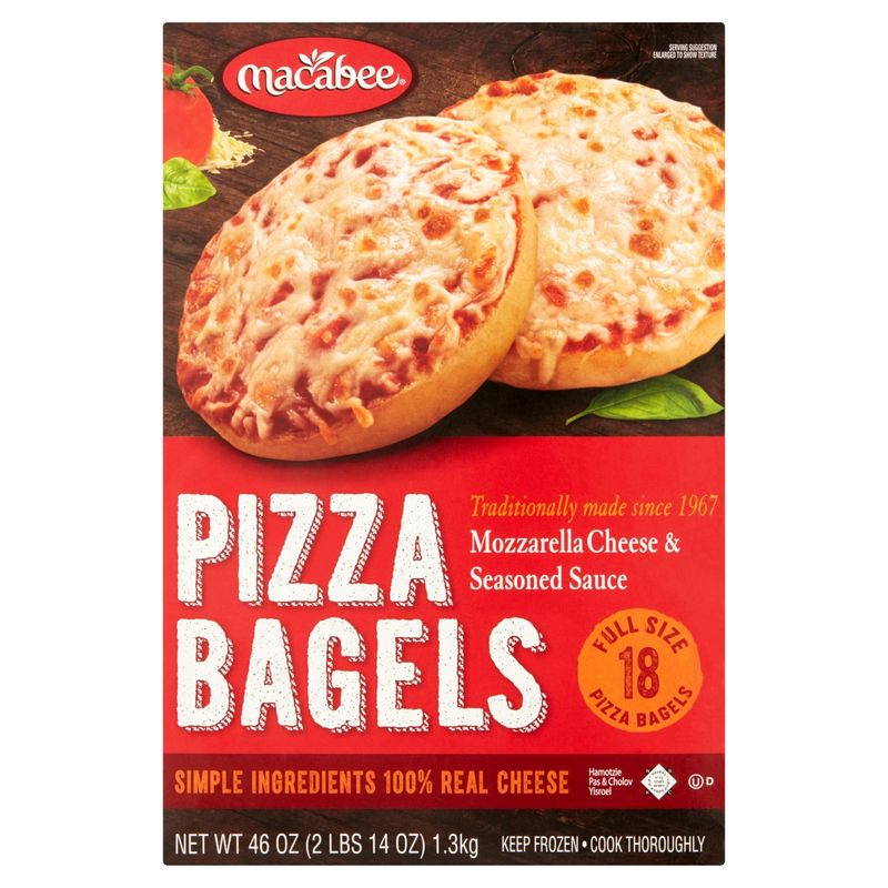 Macabee Mozzarella Cheese &amp; Seasoned Sauce Pizza Bagels,18 count, 46 oz