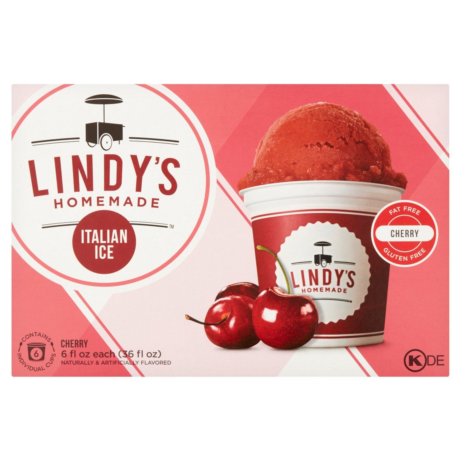 Lindy&#39;s Homemade Cherry Italian Ice, 6 fl oz, 6 count