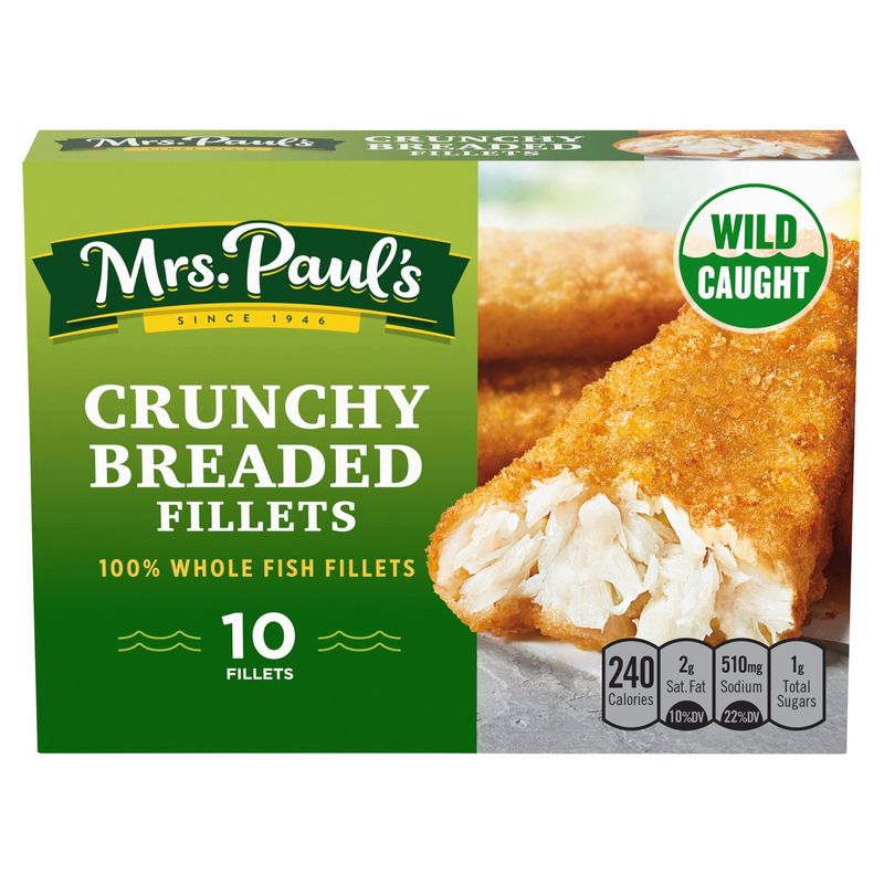 Mrs. Paul&#39;s Wild Caught Crunchy Breaded Fish Fillets, 10 count, 19 oz