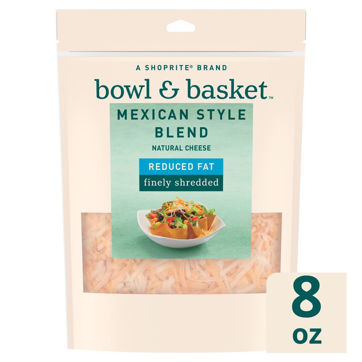 Bowl &amp; Basket Reduced Fat Finely Shredded Mexican Style Blend Cheese, 8 oz