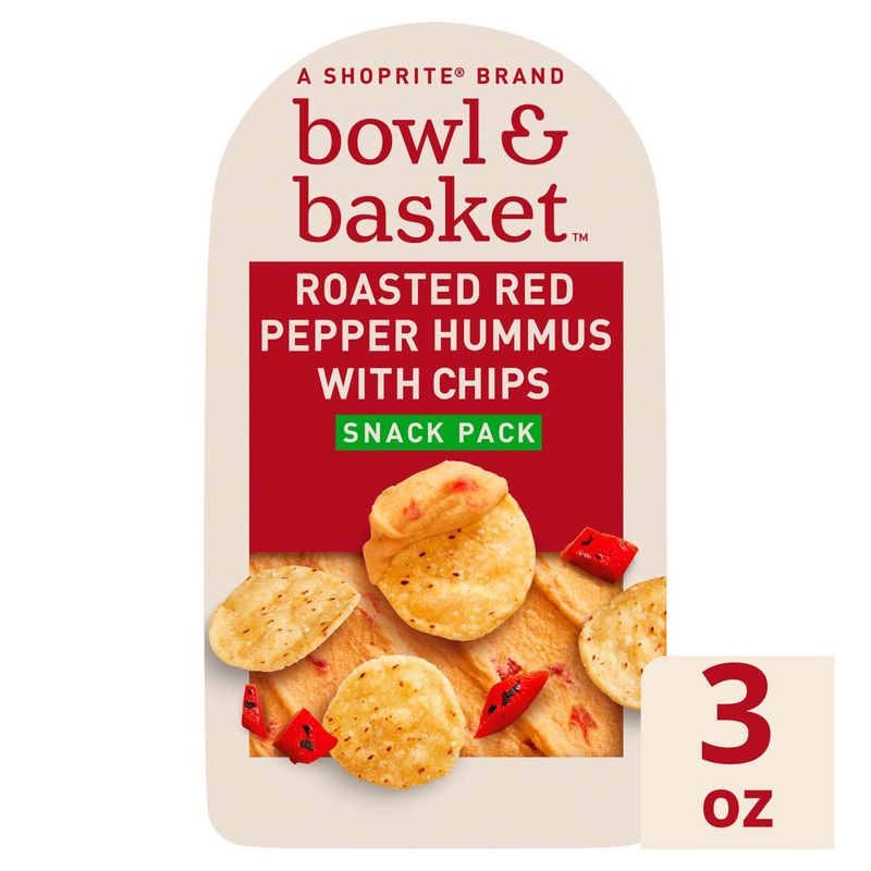 Bowl &amp; Basket Roasted Red Pepper Hummus with Chips Snack Pack, 3 oz