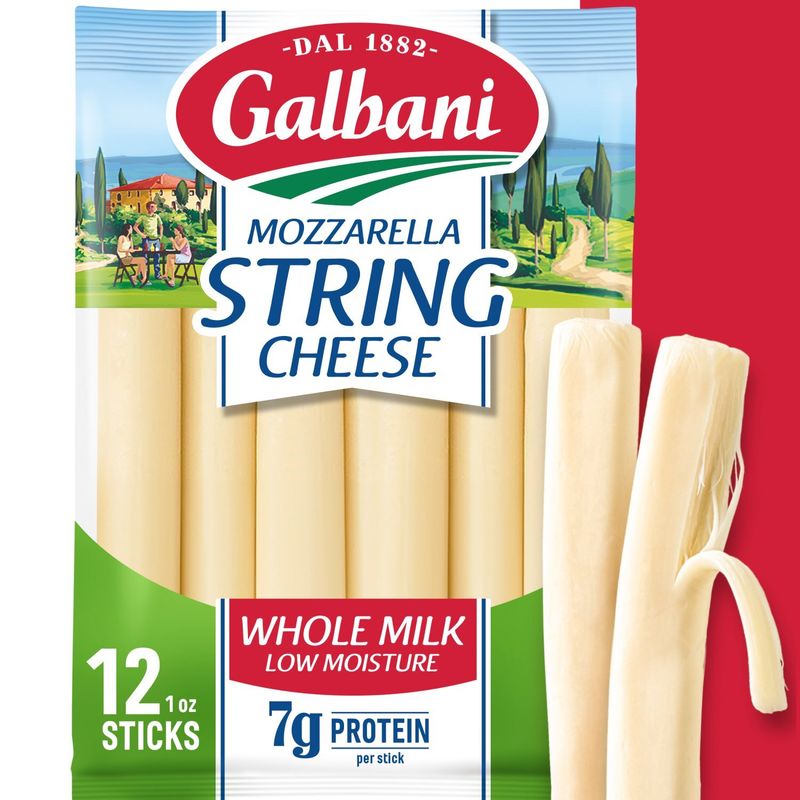 Galbani Whole Milk Low Moisture String Mozzarella Cheese, 12 oz
