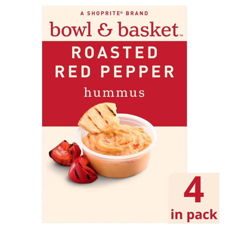 Bowl &amp; Basket Roasted Red Pepper Hummus, 2.5 oz, 4 count