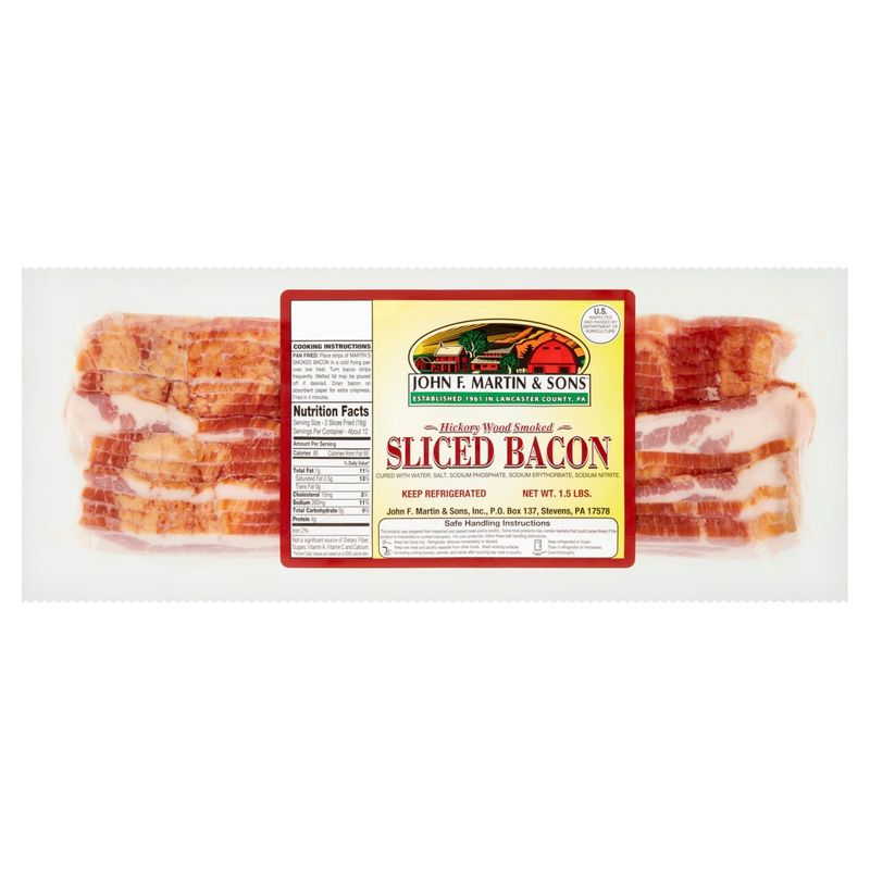 John F. Martin &amp; Sons Hickory Wood Smoked Sliced Bacon, 1.5 lbs