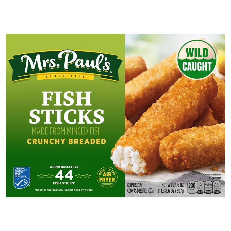Mrs. Paul&#39;s Wild Caught Crunchy Breaded Fish Sticks, 44 count, 24.6 oz