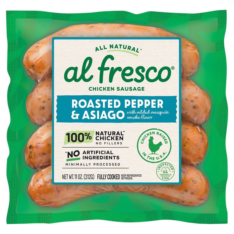 Al Fresco Roasted Pepper &amp; Asiago Chicken Sausage, 11 oz