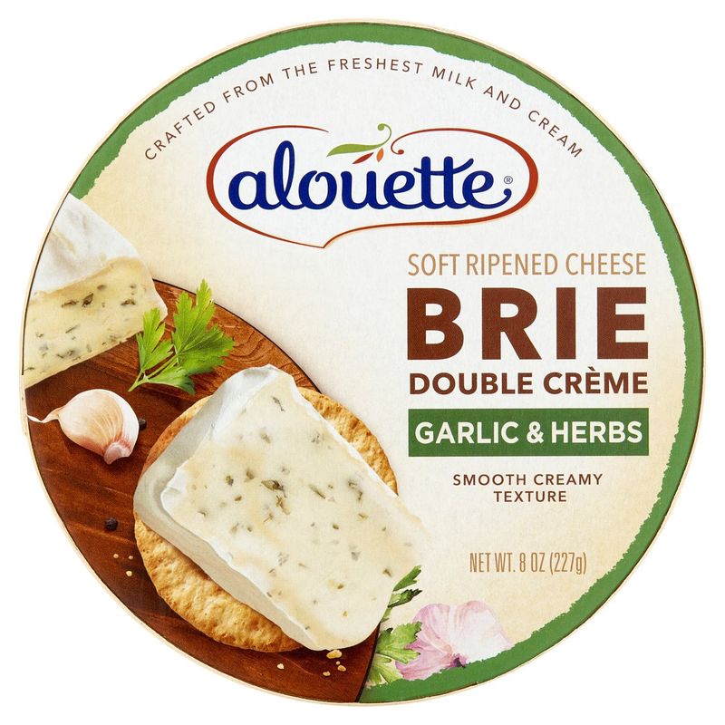 Alouette Brie Double Crème Garlic &amp; Herbs Soft Ripened Cheese, 8 oz