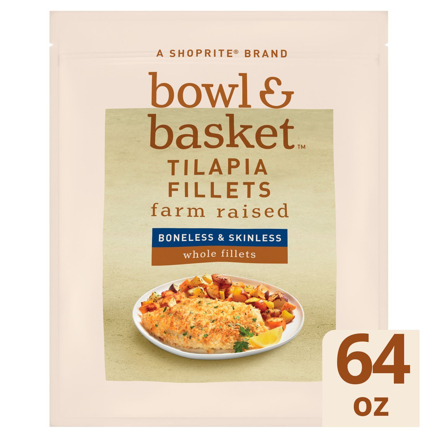 Bowl &amp; Basket Boneless &amp; Skinless Tilapia Fillets, 64 oz