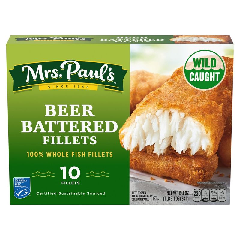 Mrs. Paul&#39;s Wild Caught Beer Battered Fish Fillets, 10 count, 19.1 oz