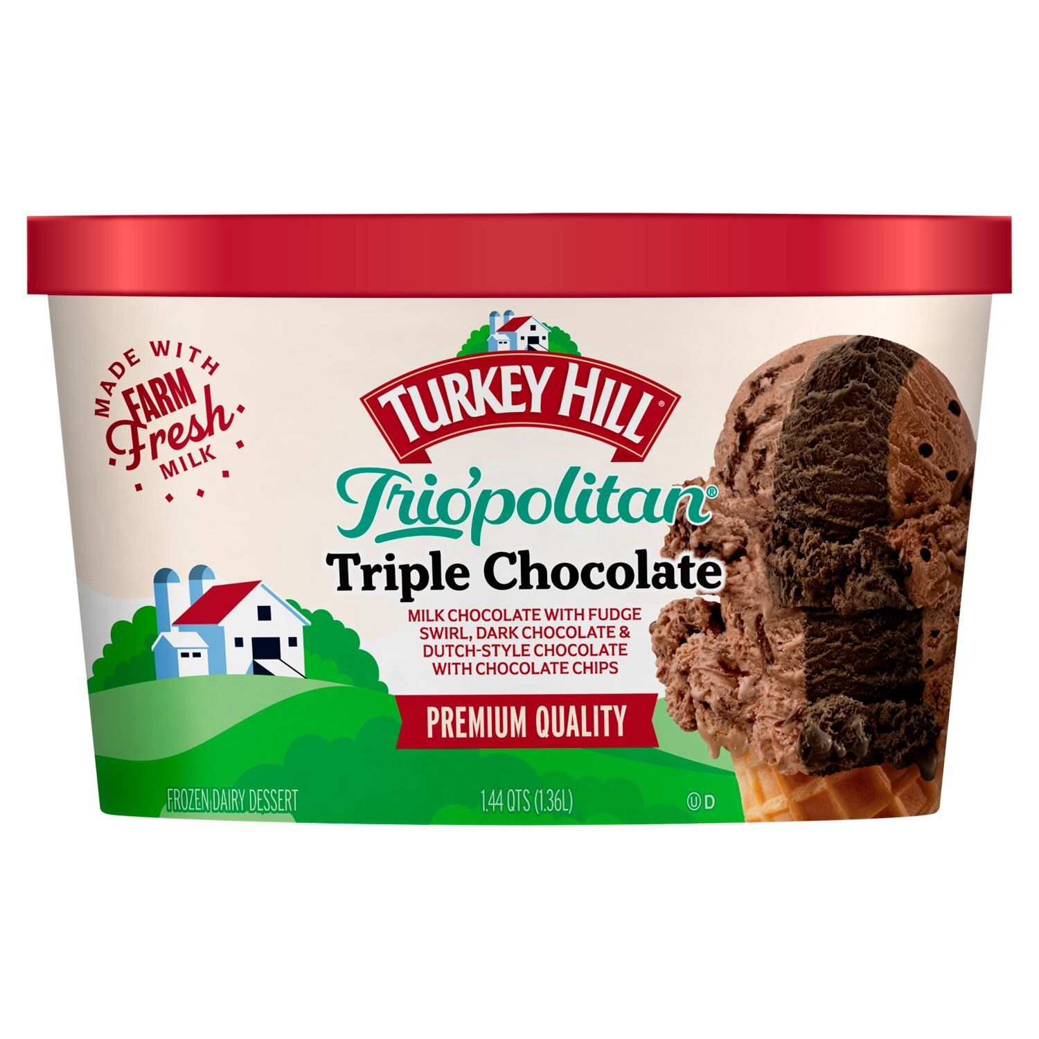 Turkey Hill Trio&#39;politan Triple Chocolate Frozen Dairy Dessert, 1.44 qts