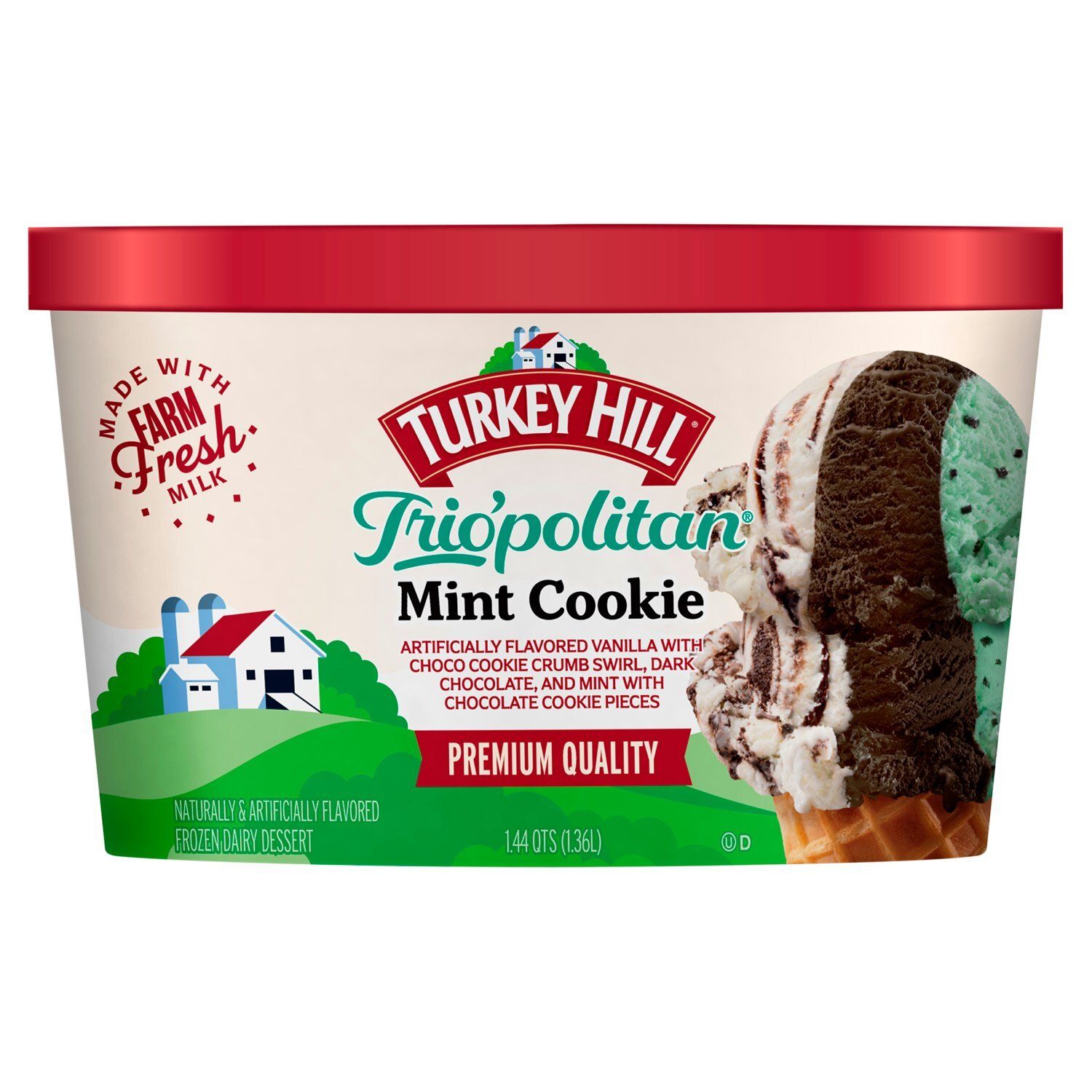 Turkey Hill Trio&#39;politan Mint Cookie Frozen Dairy Dessert, 1.44 qts