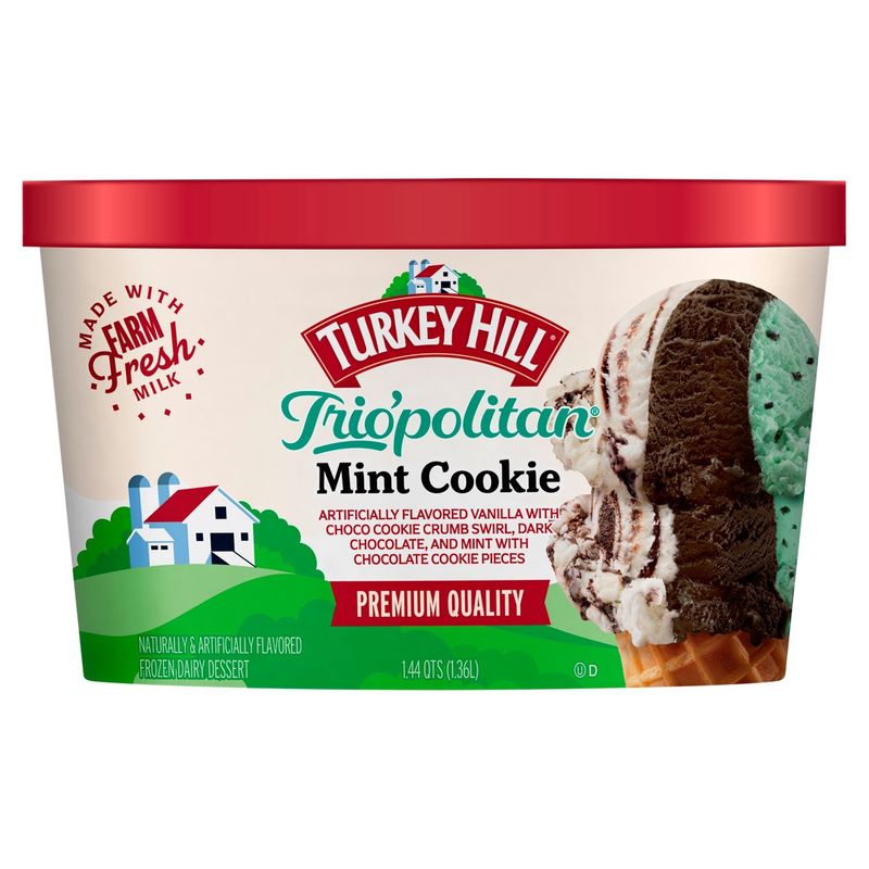 Turkey Hill Trio&#39;politan Mint Cookie Frozen Dairy Dessert, 1.44 qts