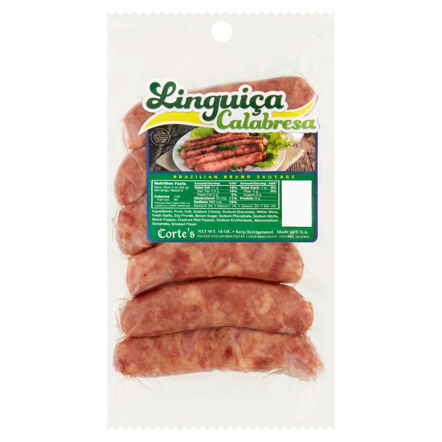 Corte&#39;s Linguica Calabresa Sausage, 6 count, 14 oz