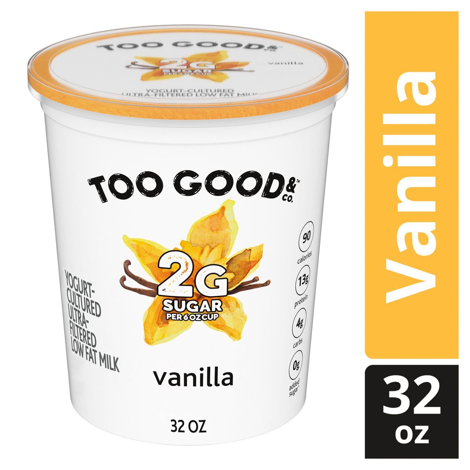 Too Good &amp; Co. Vanilla Yogurt-Cultured Ultra-Filtered Low Fat Milk, 32 oz