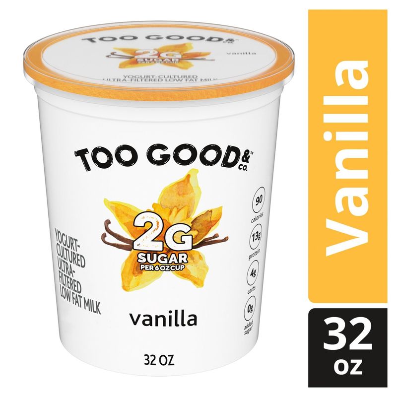 Too Good &amp; Co. Vanilla Yogurt-Cultured Ultra-Filtered Low Fat Milk, 32 oz