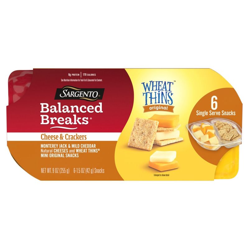 Sargento Balanced Breaks Wheat Thins Original Cheese &amp; Crackers Snacks, 1.5 oz, 6 count