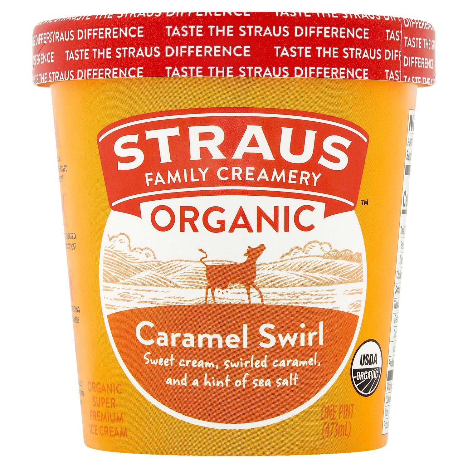 Straus Family Creamery Caramel Swirl Organic Super Premium Ice Cream, 1 pint