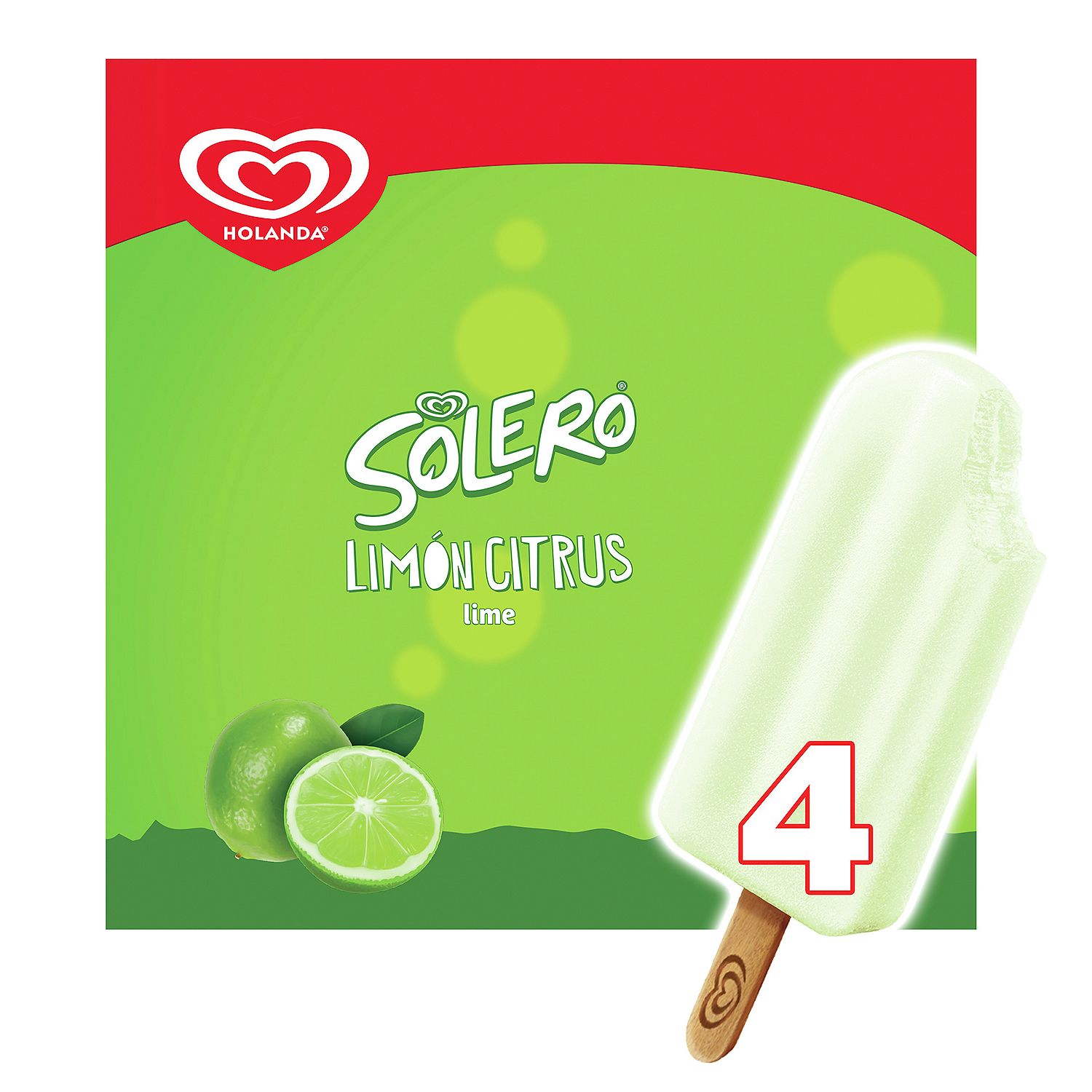 Holanda Solero Limon Citrus Lime Ice Pops, 8.79 fl oz, 4 count