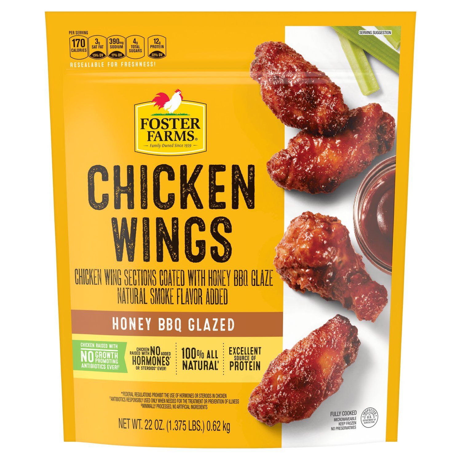 FOSTER FARMS Honey BBQ Glazed Chicken Wings, 22 oz