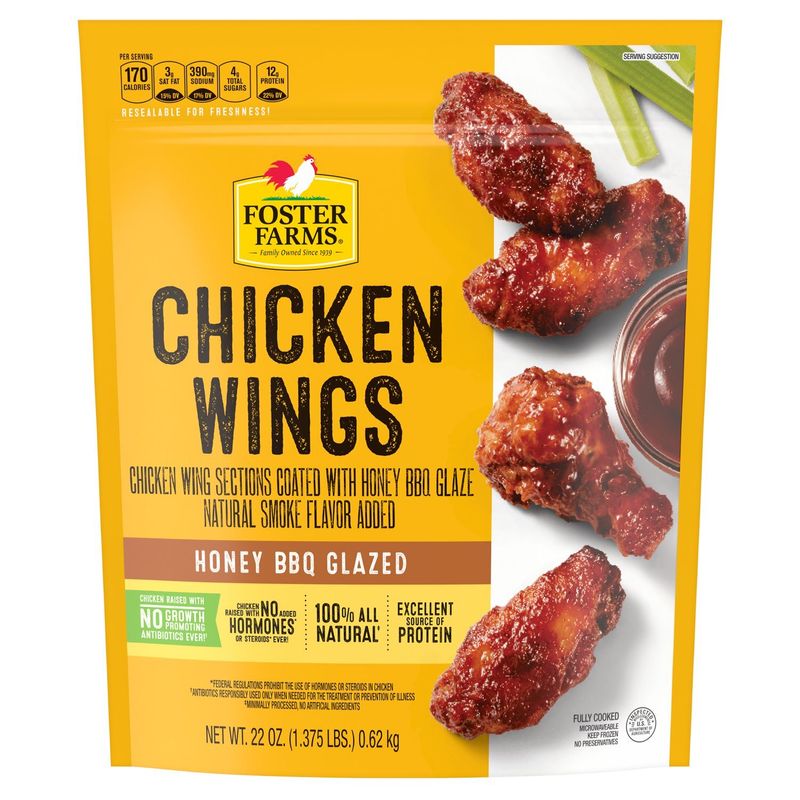 FOSTER FARMS Honey BBQ Glazed Chicken Wings, 22 oz
