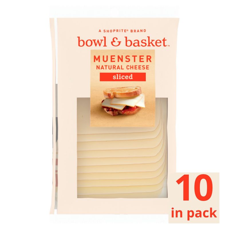 Bowl &amp; Basket Sliced Muenster Natural Cheese, 10 count, 8 oz