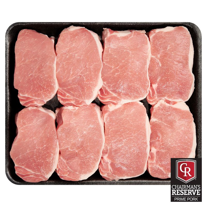 Chairman&#39;s Reserve Prime Center Cut Pork Loin Chops, Boneless, Family Pack, Average Weight 3 lb Pack