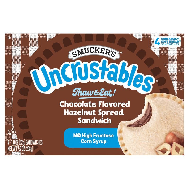 Smucker&#39;s Uncrustables Chocolate Flavored Hazelnut Spread Sandwich, 1.8 oz, 4 count