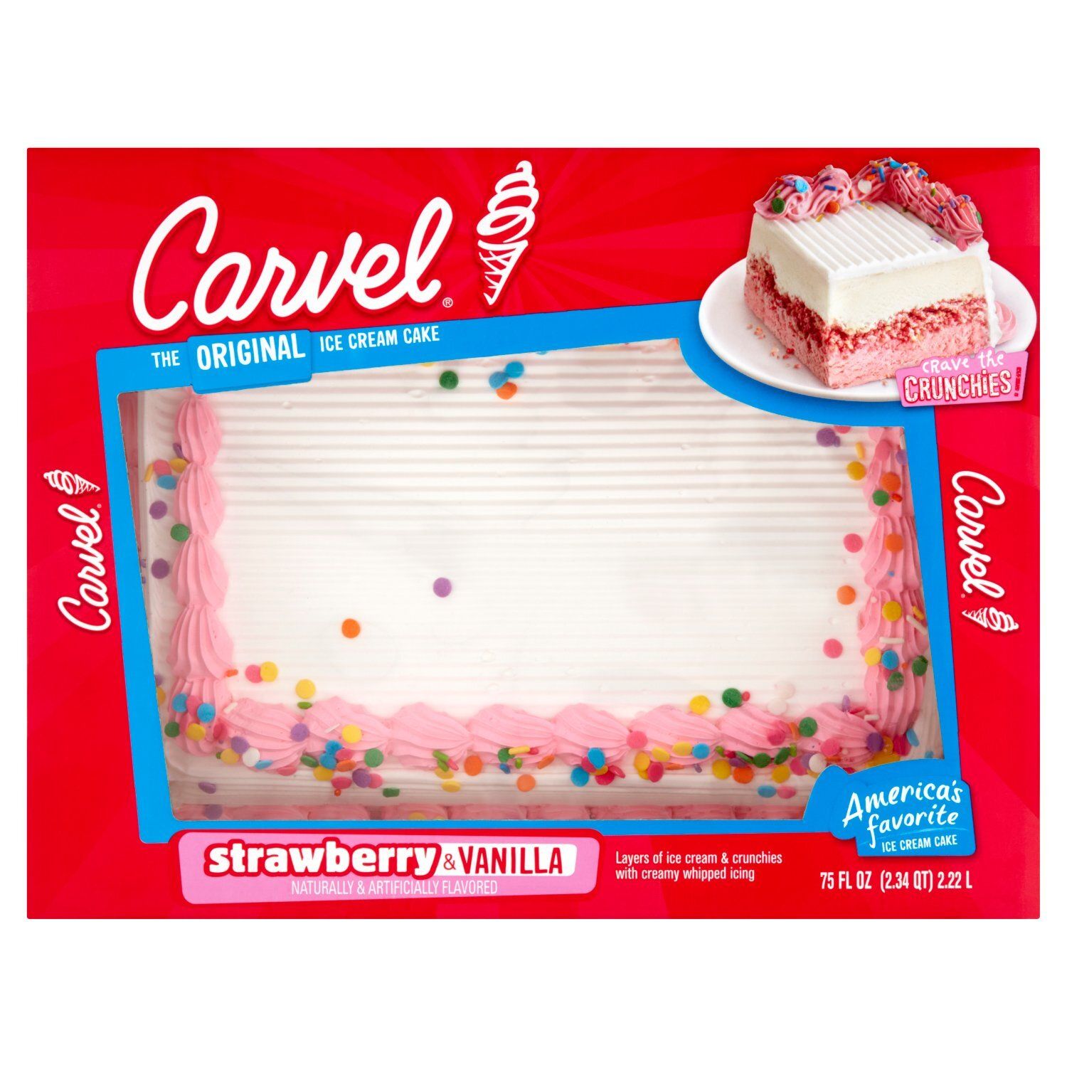 Carvel The Original Strawberry &amp; Vanilla Ice Cream Cake, 75 fl oz