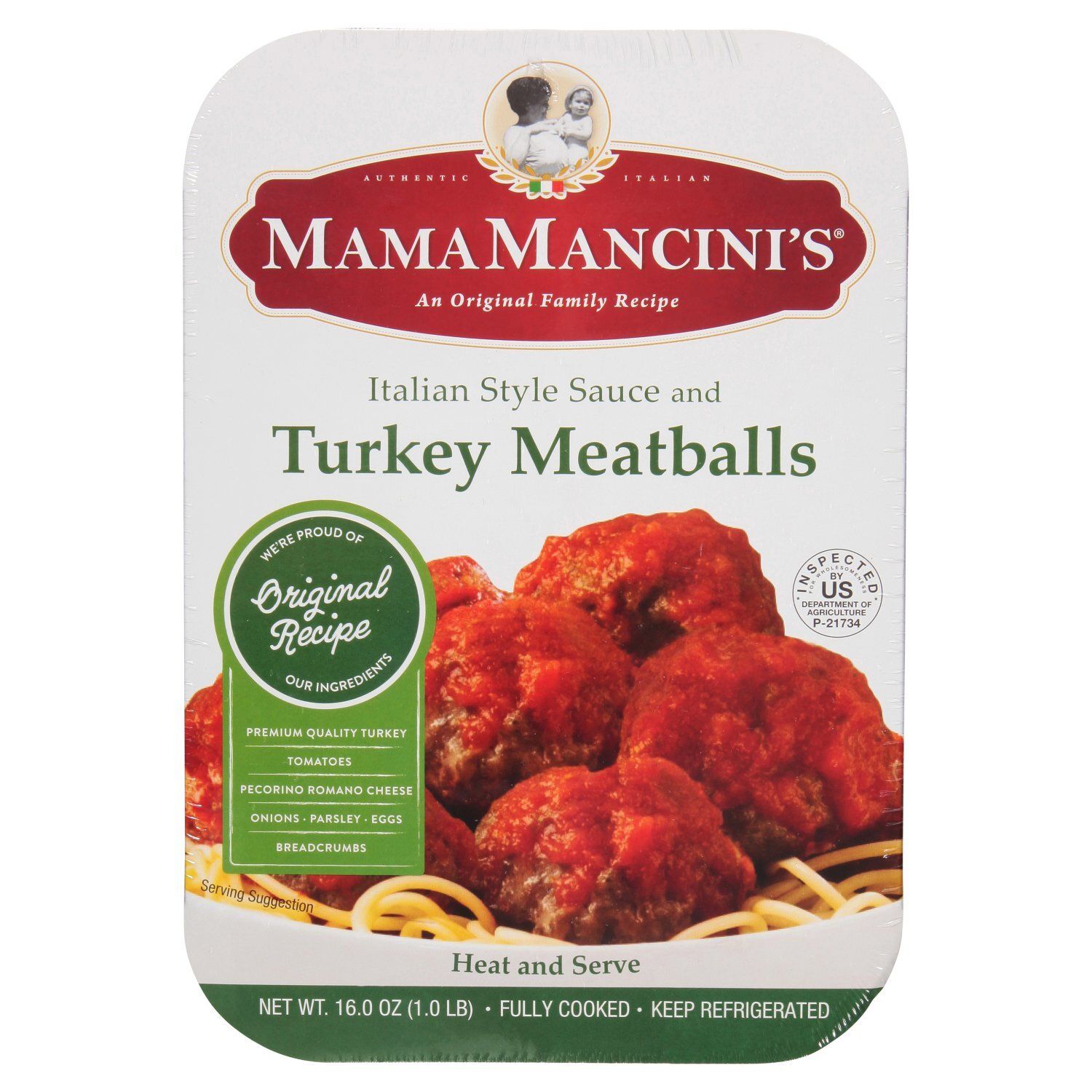 MamaMancini&#39;s Italian Style Sauce and Turkey Meatballs, 16.0 oz